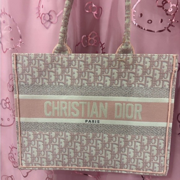 💫LARGE Dior💫 BOOK TOTE Pink Embroidery - Picture 6 of 7